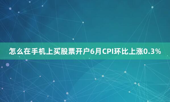 怎么在手机上买股票开户6月CPI环比上涨0.3%